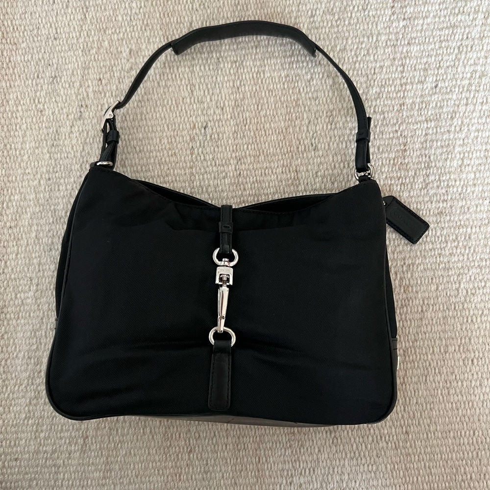 Coach 7443 Microfiber Black Mercer Clip Hobo Clip Small Shoulder Bag